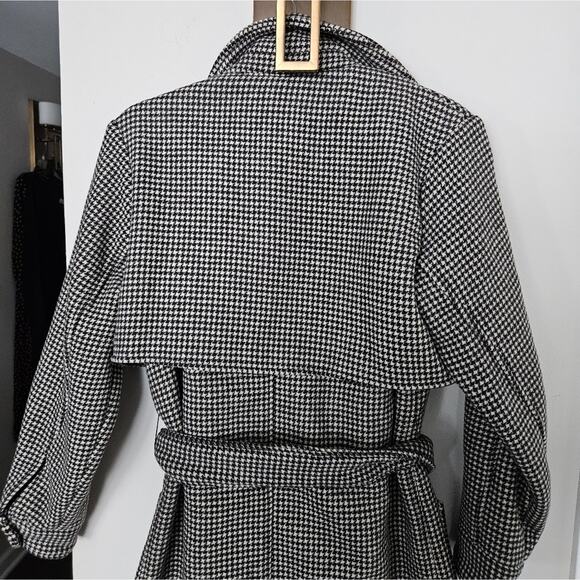 Abercrombie & Fitch Dark Brown Plaid Wool-Blend Trench Coat NWT Size XS Petite - Picture 13 of 13